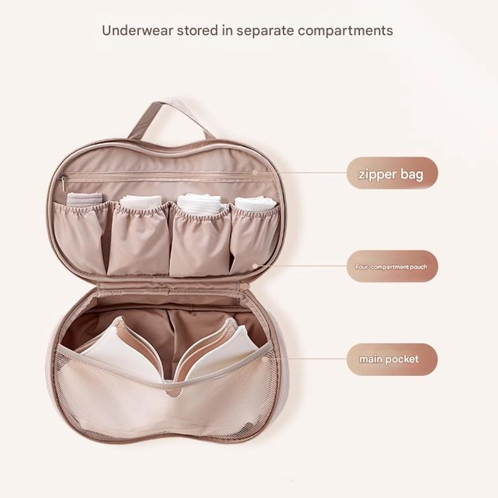 Borsa portaoggetti da viaggio, organizer aderente per vestiti, reggiseni, mutandine, calzini, organizer portatile e leggero
