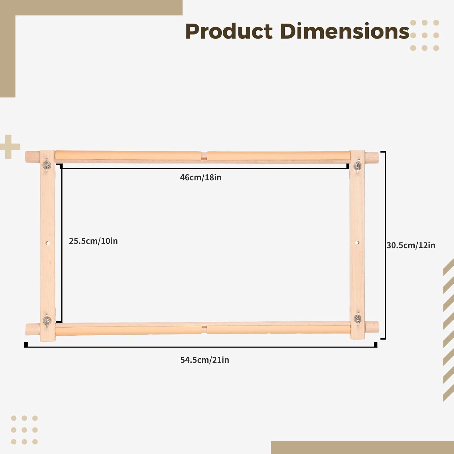 Wooden Embroidery Frame, 21in x 12in Tapestry Scroll Cross Stitch Frame, Beech Wood Needlework Handicraft Frame for Stitching Quilting Sewing Embroidery Projects