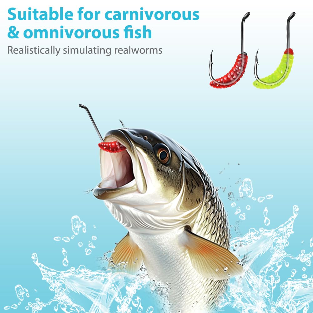 Vicloon Señuelo Suave Gusano Artificial Cebo Pesca Plástico Agua Dulce Caja Almacenamiento Trucha Salmón Carpa