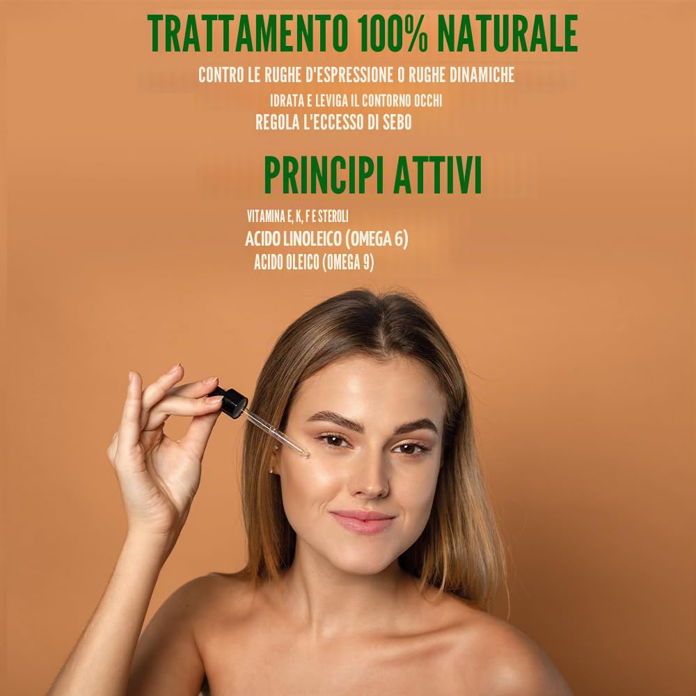 Miglior olio antietà biologico di semi di fico d'india │ Il migliore trattamento contro rughe e occhiaie │ Spremuto a freddo, certificato 100% biologico puro │ Extra vergine vegano