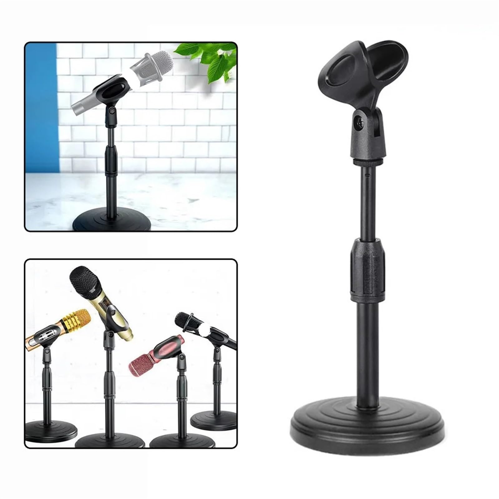 Socle de Bureau rétractable for Microphone, Disque de Bureau, Support de Microphone for Streaming en Direct, Supports de Bureau pour Le Chant，La Parole