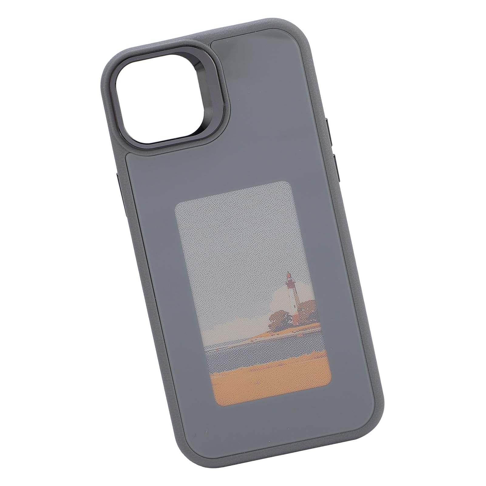 Cocoarm Caja del Teléfono con Pantalla de Tinta TPU y Aleación de Aluminio Caja del Teléfono Inteligente NFC Pantalla de Fotos DIY Soporte de Lente Anti Caída para 14 Plus para Viajes, Trabajo, Uso