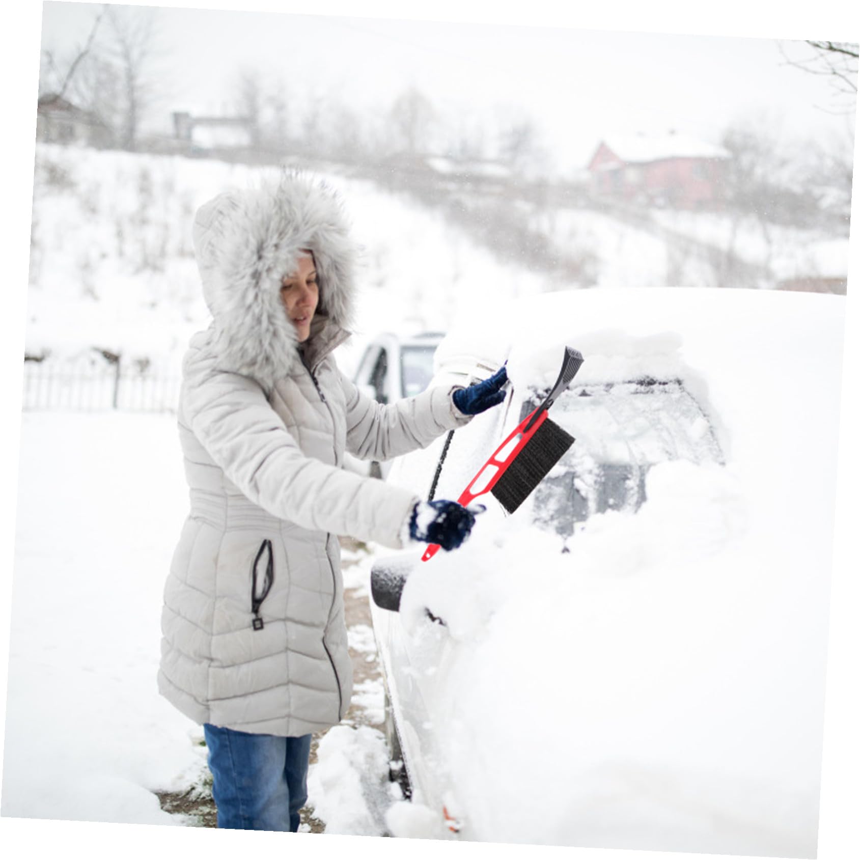 Abaodam Pala da Neve Multifunzionale Pala Spazzaneve Nevicare Ghiaccio per Auto Pale Raschietto per Ghiaccio Raschietto per Auto Pala da Neve sul Tetto Plastica Colore Casuale