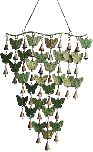 Miniatura 3 de Mango Gifts 28 mariposas con campanas brillantes, campanillas colgantes para decoración de patio, decoración del hogar, hecha con hierro reciclado