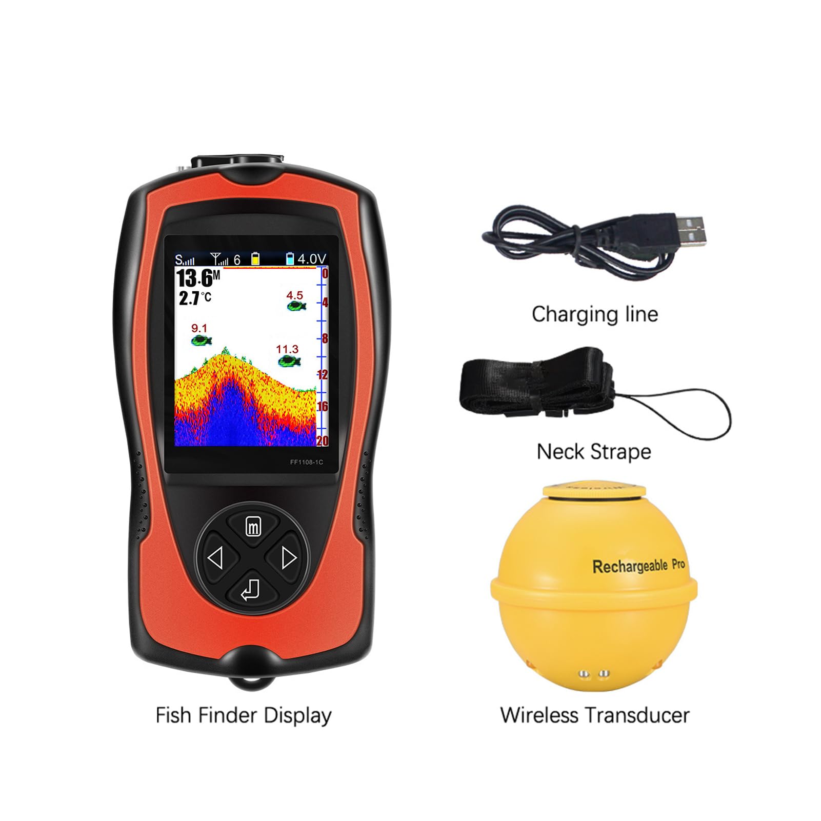 BuyWeek Ecoscandaglio portatile per pesci con sensore sonar e schermo LCD per la pesca all'aperto