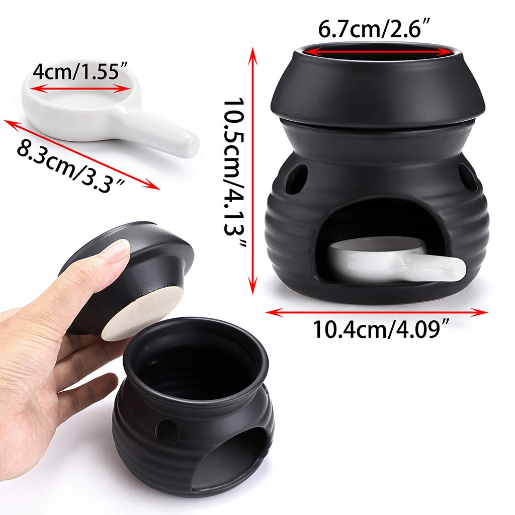 SUMNACON Lampada profumata in ceramica con portacandela, portacandela Kalebasse, lampada aromatica, diffusore di aromi, per olio profumato e cera profumata (nero)