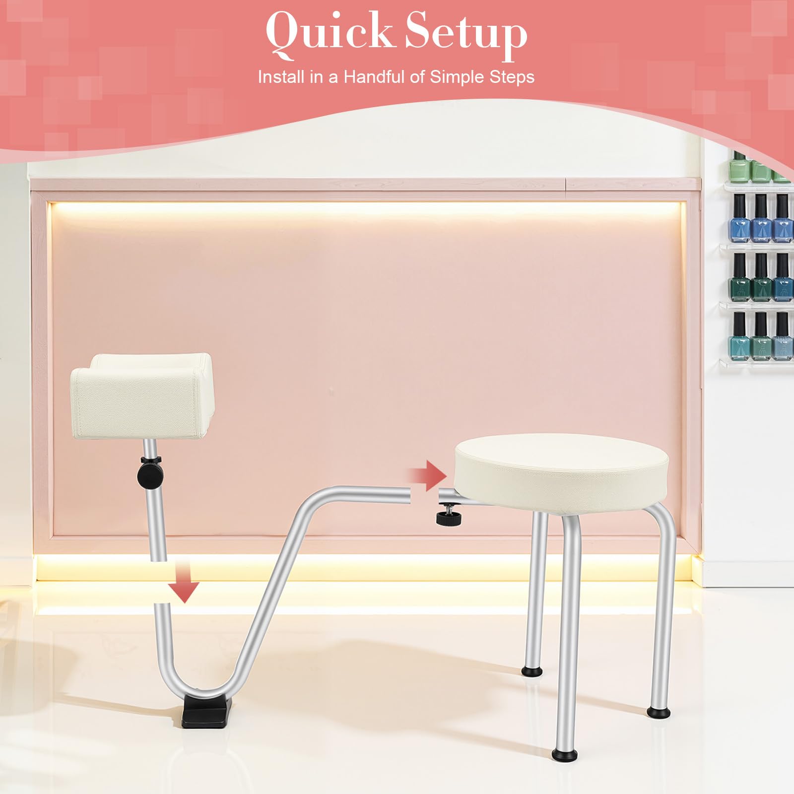 Taburete para Pedicura Reposapiés con Almohadilla Antideslizante para Salón de Belleza