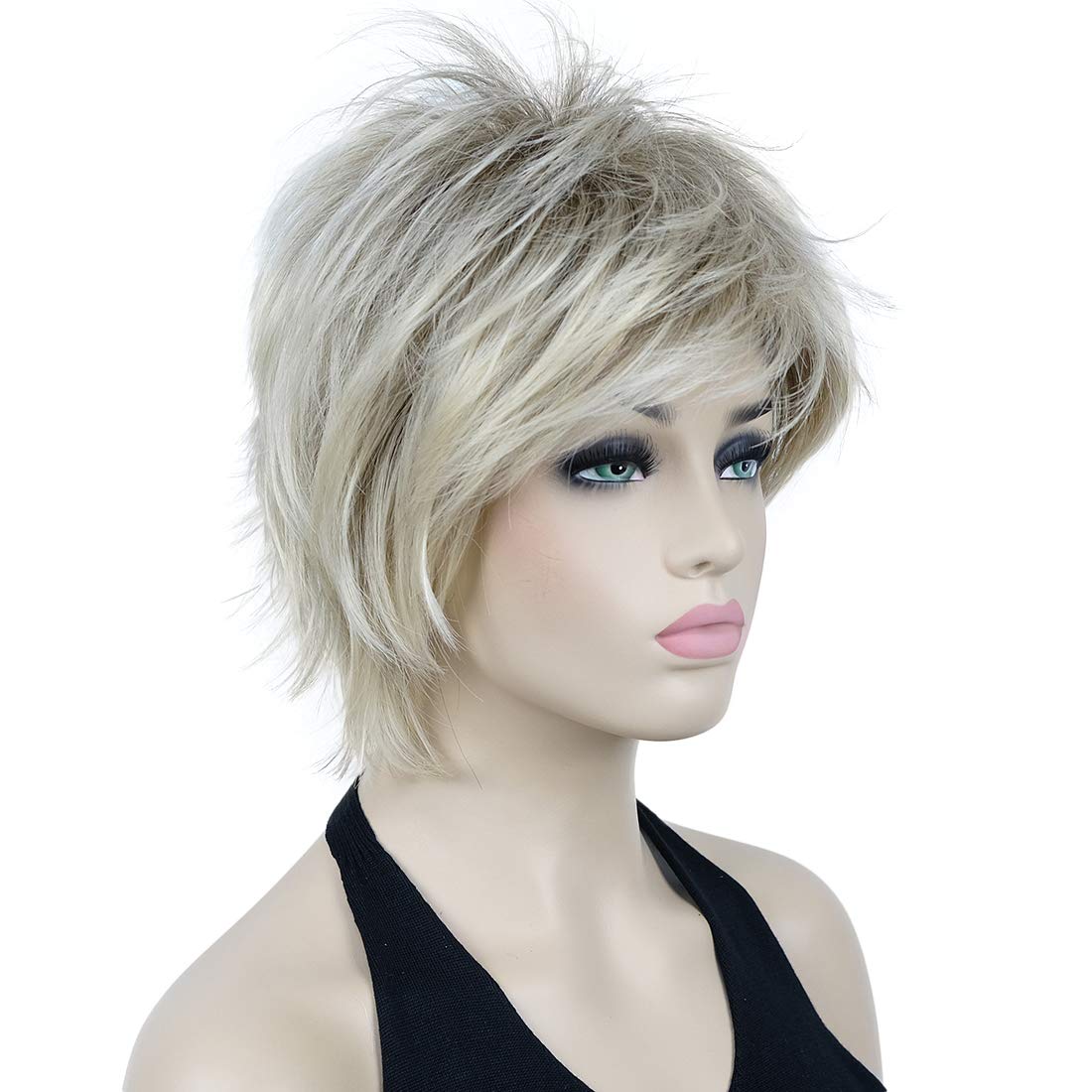 Lydell Short Layered Shaggy Wavy Full Synthetic Wigs (R12-26 Blonde Mix), 8"