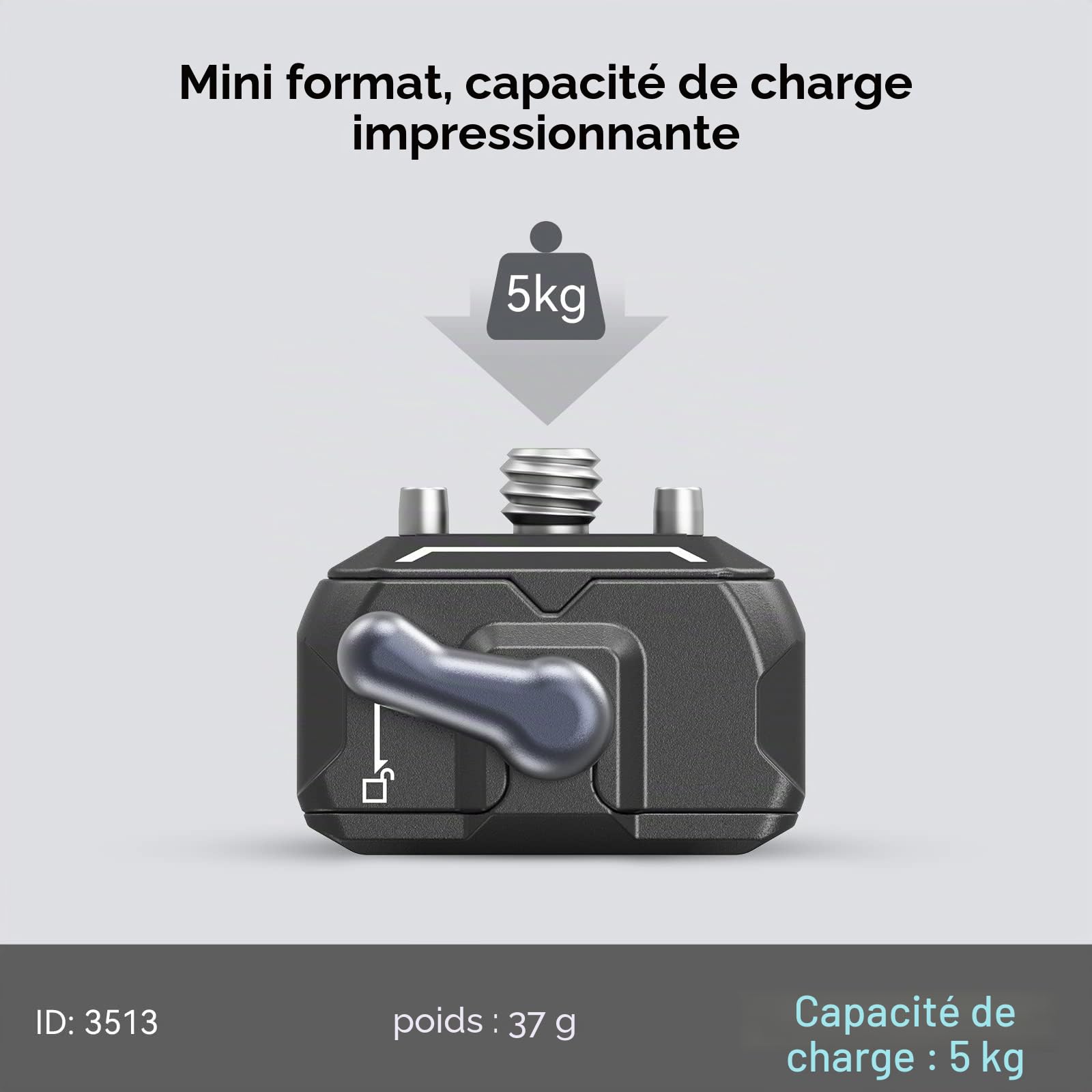 SMALLRIG Mini Plaque à Dégagement Rapide avec Vis 1/4", HawkLock Drop-in QR Plate Camera Mount pour Canon pour Sony pour Trépied, Monopode, Caméscope, Lumière LED, Caméra d'action, Moniteur - 3513C