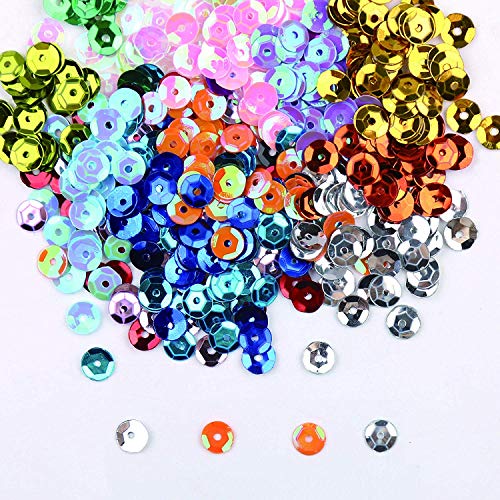 FINGOOO 9200Pcs 6mm Bulk Cup Sequins 22 Colors Round Loose Sequins for Crafts, Sewing, Sequin Slime, Wedding Christmas Decoration, DIY Arts Crafts, 110 Grams