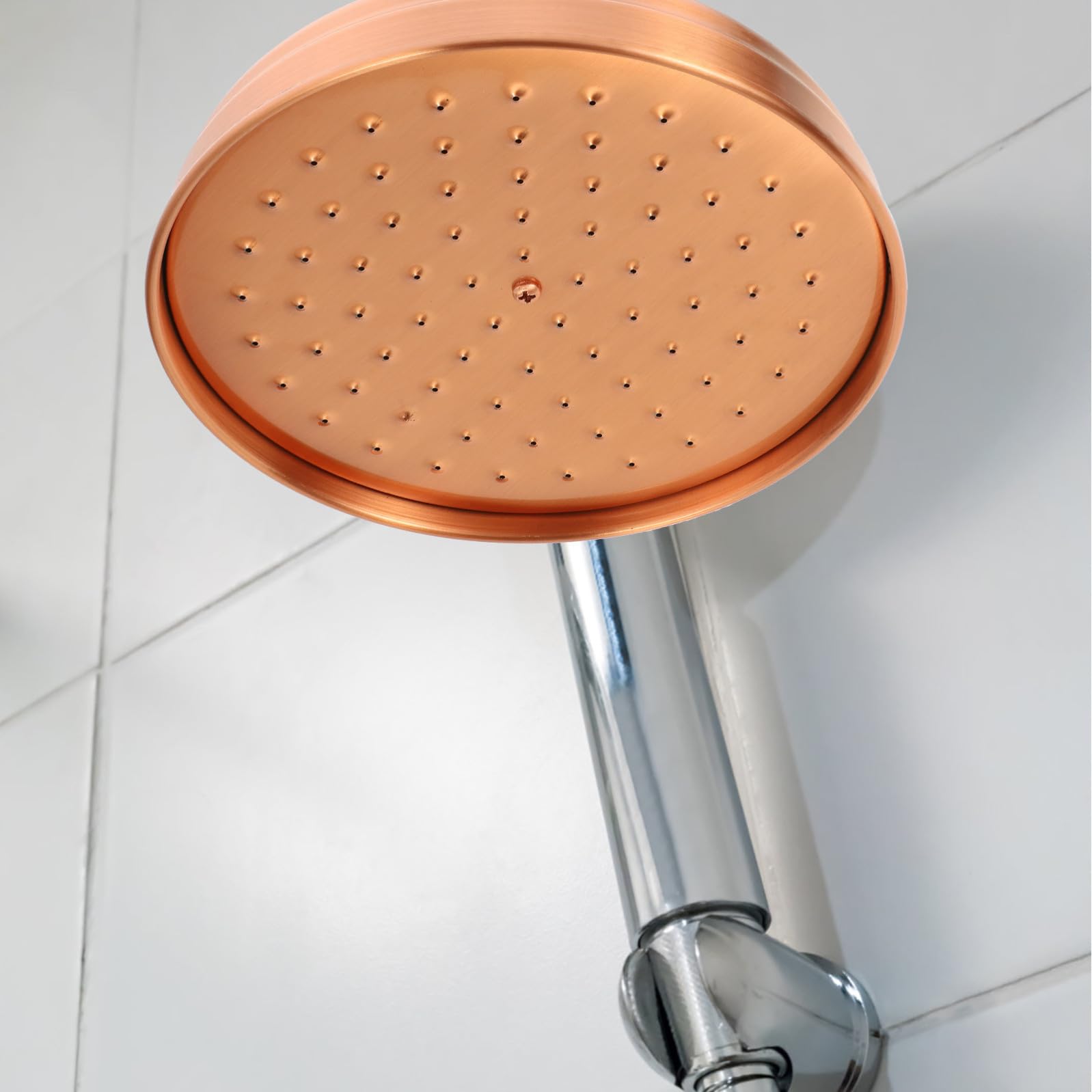 Soffione Doccia in Rame Antico Rotondo 8 Pollici in Silicone per Soffitto Vintage per Relax Quotidiano