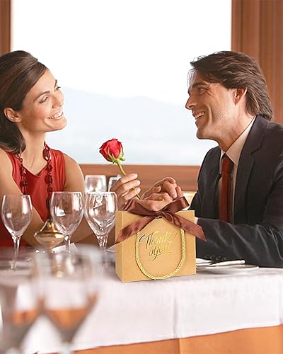 Miniatura 5 de EQOREIIN Paquete de 30 bolsas de regalo de agradecimiento con asas de 5.5 x 2.4 x 4.7 pulgadas, pequeñas bolsas de regalo con cinta de lazo, bolsas