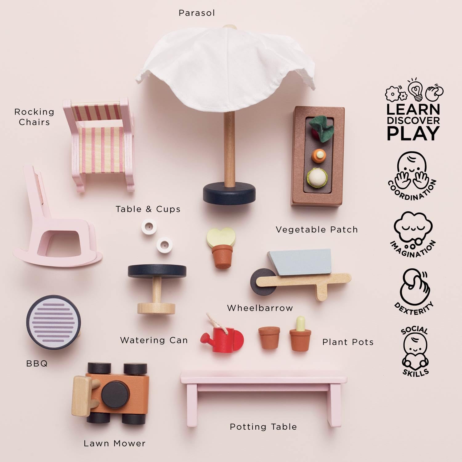Le Toy Van Holz Puppenhaus Wintergarten Erweiterung - FSC® 100% zertifizierte nachhaltige Ergänzung - plastikfreies Zubehör für Puppenhäuser - fantasievolle Spielzimmermöbel für Kinder