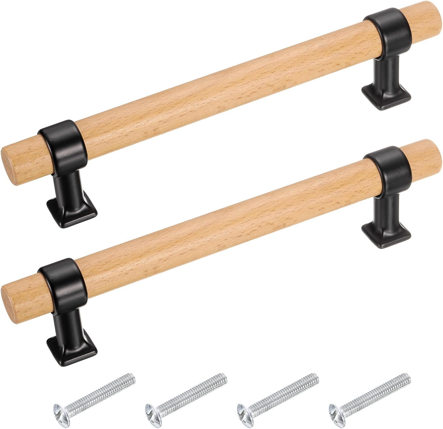 uxcell 2 Pcs Wood Drawer Pulls t Bar 128mm/5 Hole Center Dresser Drawer ...
