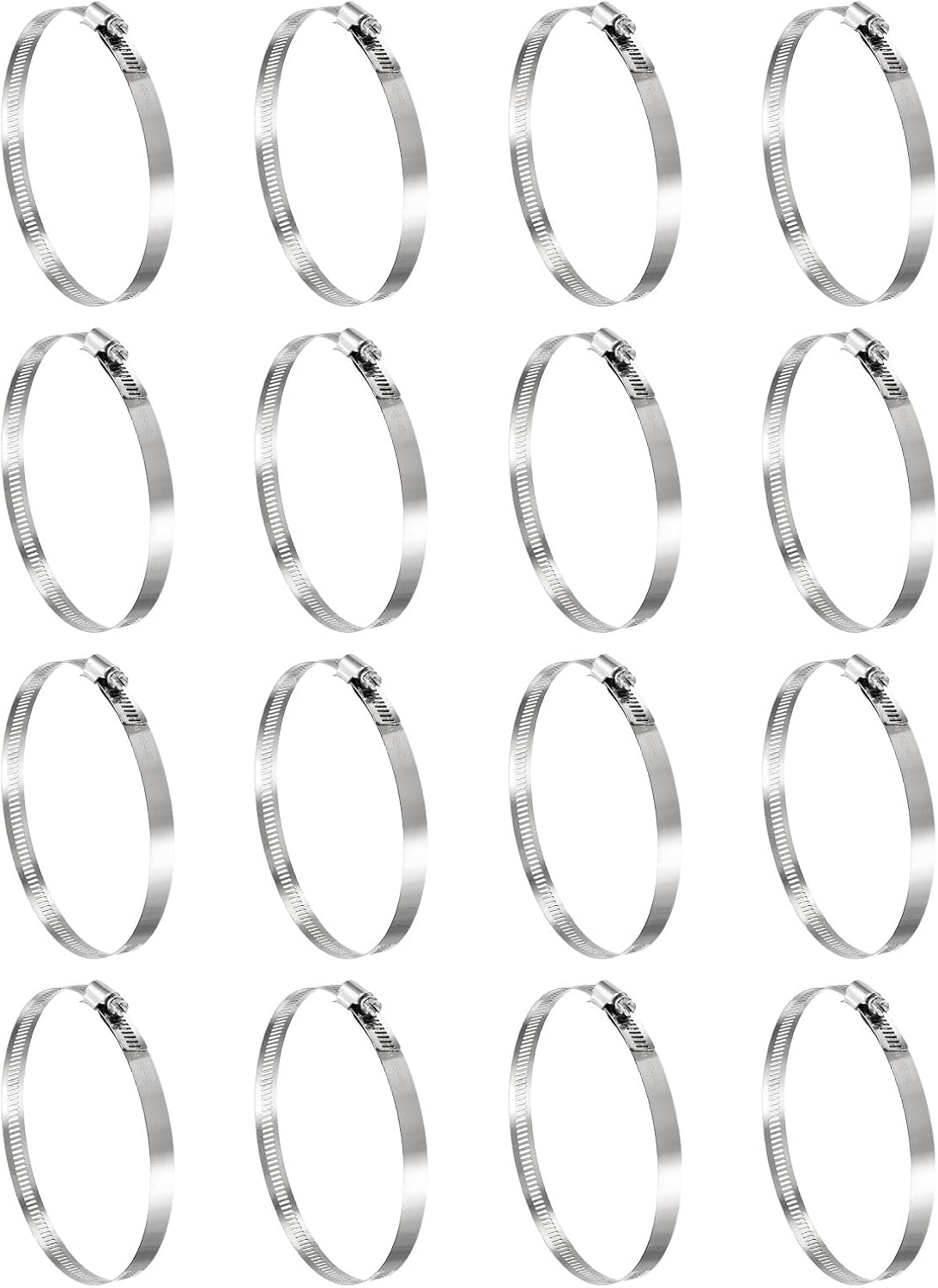 uxcell 16 Pcs Hose Clamps, Stainless Steel 4-5/8"- 5-1/2"(118-140mm) Adjustable Worm Gear Drive Hose Clamps Pipe Clamp for Plumbing Dishwasher Automotive Washing Machine, Silver