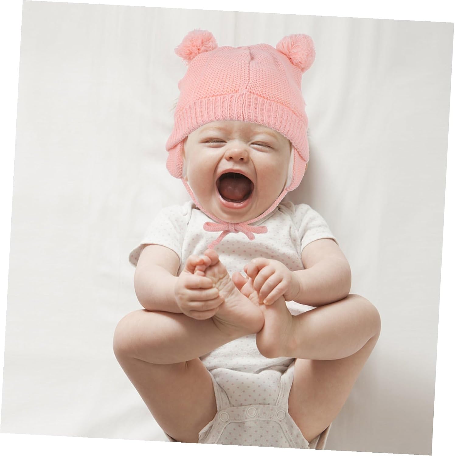 Uonlytech Winter Knit Hat and Knitted Gloves Set, Pink Pompom Beanie Cap with Ear Flaps, Warm Cotton Blend Hat and Gloves for Cold Weather Outdoors