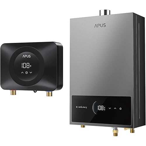 APUS Tankless Water Heater, 95,000 BTU Propane Gas Main Water Heater and 4500W Electric Point of Use Primary Water Heater, Smart Digital Display, On-Demand Instant Hot Water for Kitchen, Bathroom