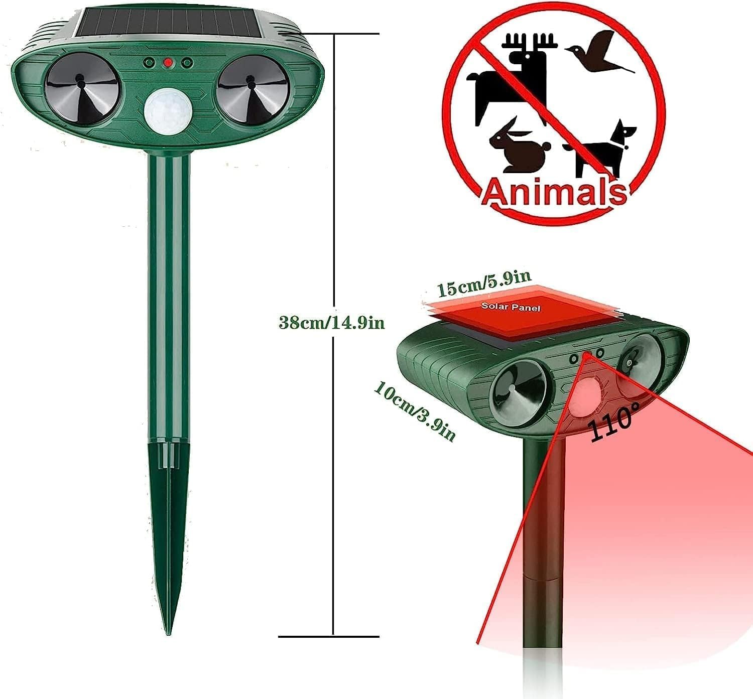 Répulsif Chat Ultrason, Répulsif Chat Exterieur, Répulsif pour Chats Solaire, répulsif à ultrasons avec Détecteur de Mouvement pour Anti Chats Chiens Souris Ratons Renards Oiseaux Rats