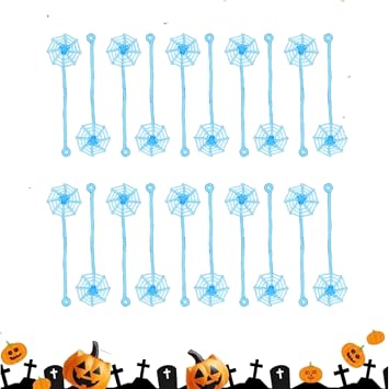 MAGICLULU Sticky Elastic Hand Held Spider Web, 20pcs Mini Elastic Cobweb for Halloween Decor, Extendable Sticky Spider Webs for Party, Blue, 7.47x2.16In