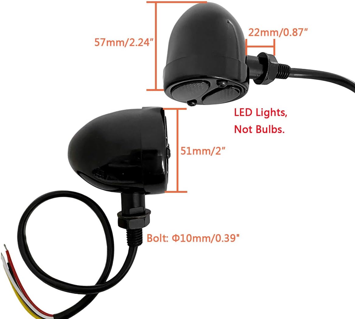 FATECIM 2X Motorcycle LED Turn Signal Lights with Running/Braking Lights, Aftermarket Motorbike Blinkers Indicators Bobber for Harley Honda Yamaha Suzuki Kawasaki Cruiser Mini Chopper Frame