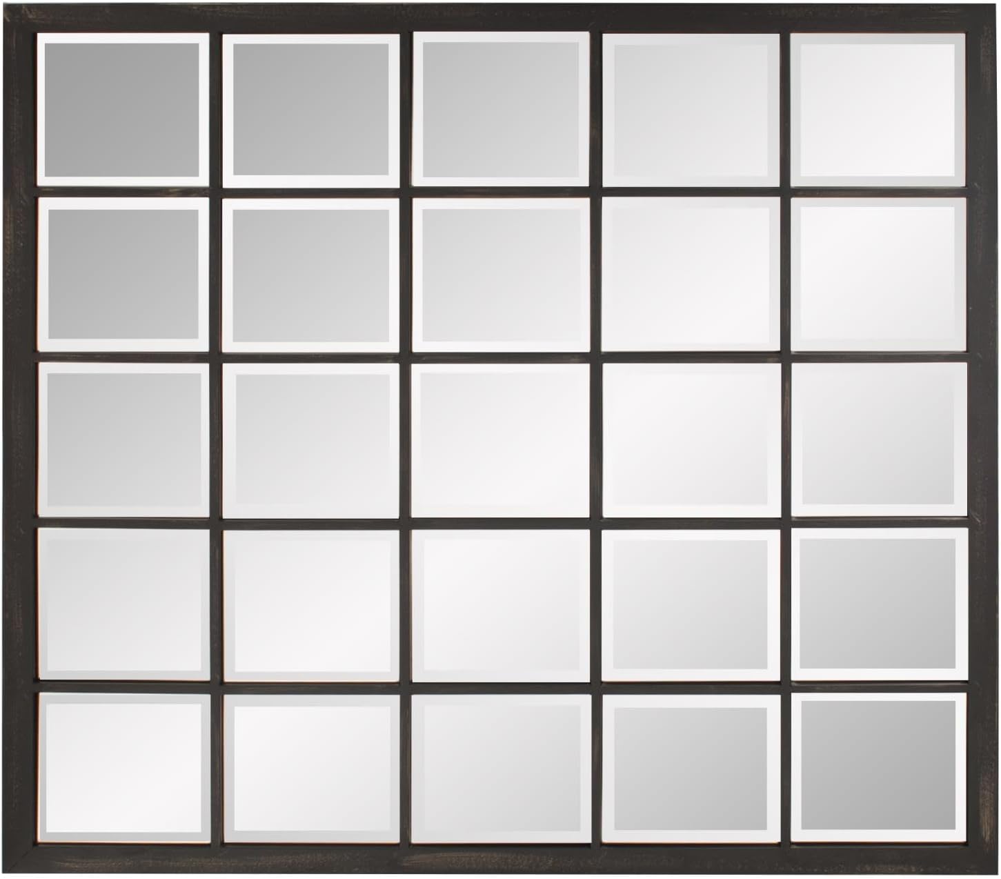 Howard Elliott Superior Hanging Rectangular Window Design Wall Mirror, Accent, Bronze, Elegant Beveled Frameless Windowpane Decor Mirrors, Hang Horizontal or Vertical, 34 x 38 Inch, Bronze