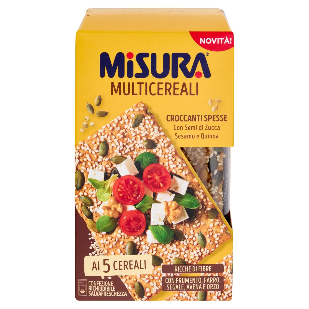 Italian Gourmet Multicereali Croccanti Knusperbrot Samen Quinoa 10 x 200g | Sfoglie leggere ai semi di zucca e sesamo; ballaststoffreich, knusprig, Gesamtnettogewicht 2 kg + Kostenlos Polpa 400g