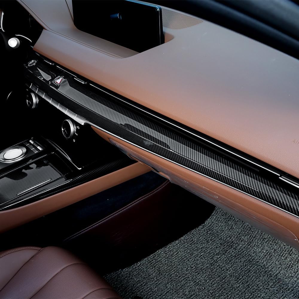 Cnaurda ABS Car Dash Cover Trim, Instrument Panel Moulding Trim, Center Console Dashboard Frame Cover Compatible with Genesis G80 2021-2024 Interior Accessories (Carbon Fiber Pattern)