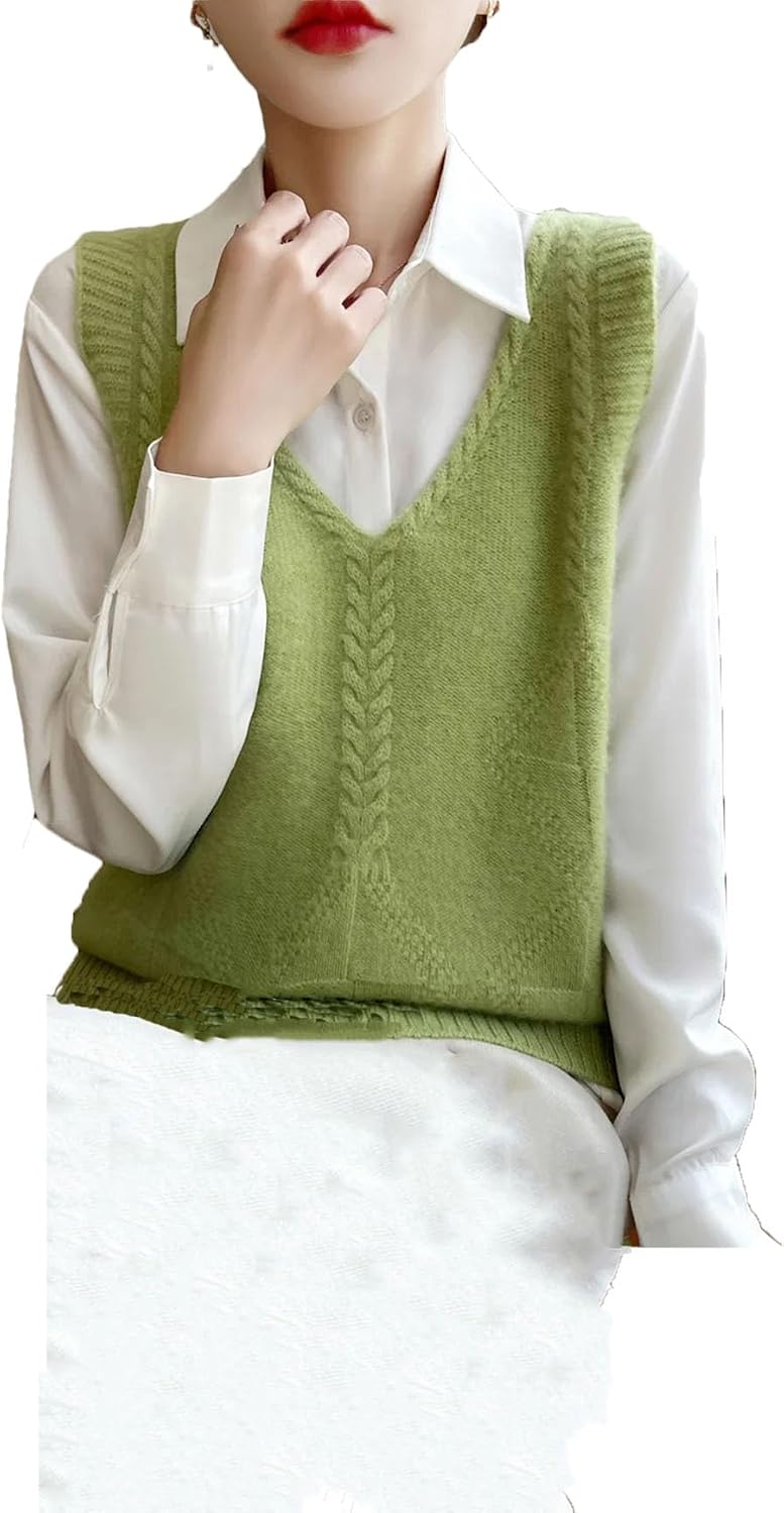 Women V-Neck Vest Sweater Vest Knit Sleeveless Pullover Knitwear Tops Sleeveless Sweaters Vests