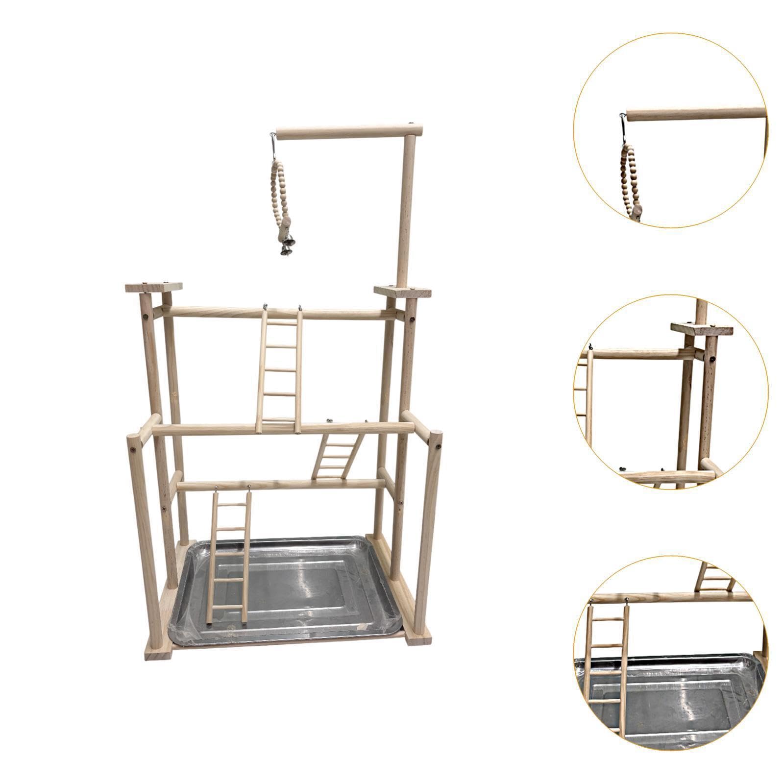 Robusto supporto per uccelli in legno per parco giochi per pappagalli, centro attività per coinvolgere i compagni pennuti, inseparabili quotidiani,