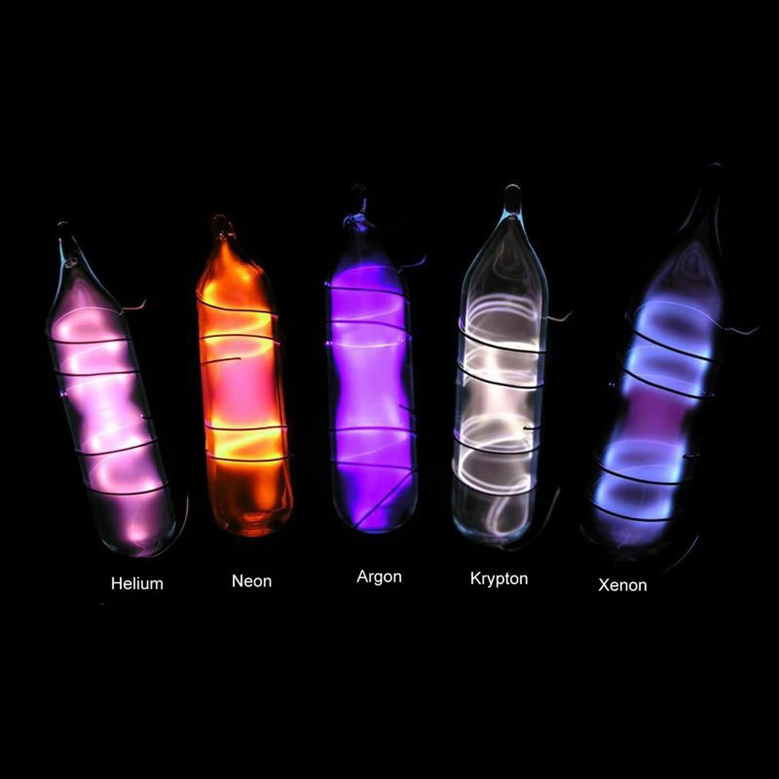 Tubes Lumineux à gaz Nobles, Élément de gaz rares scellé en Verre, 99,999% satisfait, Idéal pour la Collection, l'affichage, l'enseignement, Le Cadeau,Pack of 9
