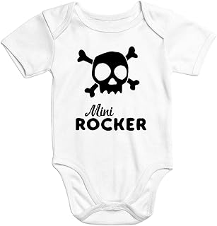 MoonWorks - Body para bebé de manga corta con diseño de calavera, algodón orgánico Blanco 0-3 Meses