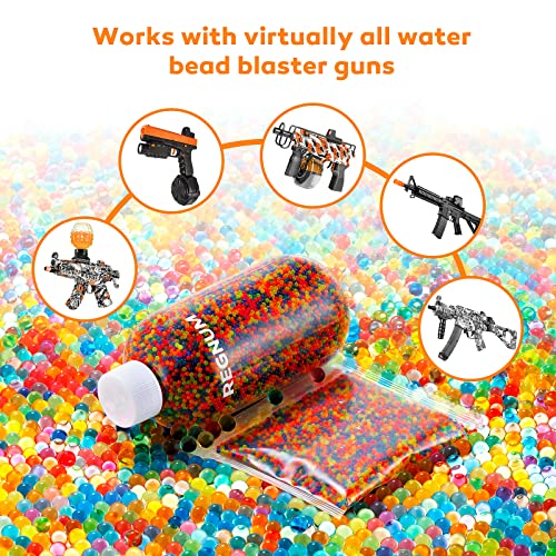 Regnum 9 Gallons Gel Ball Blaster Ammo With Easyload Funnel, 7-8Mm Fits All Types Of Blasters, Splatter, Splat R Gun, Non-Toxic And Eco-Friendly (Each Bottle Water Beads Swell To 3 Gallons) #TOP6