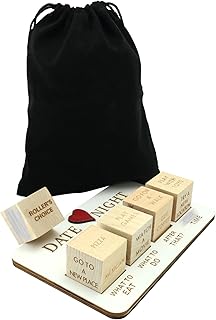 Date Night Dice, Date Night Ideas Game Kit with 5pcs Wooden Dices, Couple Games for Adults, for Couples, Valentine's Day Couple Gifts, Wedding Gift Ideas, Honeymoon Gifts for Him Her