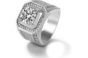 Captivating Men's 0.67' CZ Zircon Inlaid Sterling Silver Rings