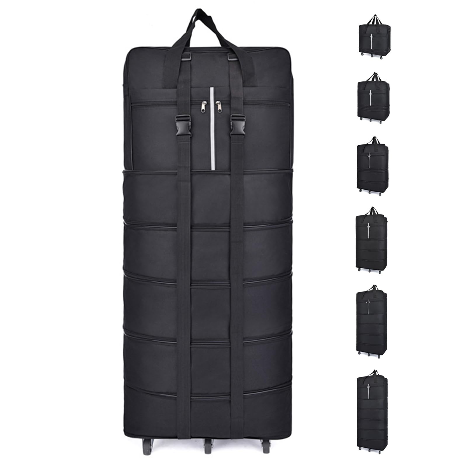 Valises de 185 L avec roulettes - Grand sac de voyage extensible et pliable - Sac de voyage pliable pour homme et femme - Léger - 127 cm x 52 cm x 28 cm