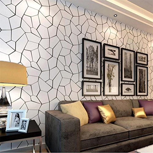 MFFACAI Papier Peint Moderne Minimaliste Noir et Blanc Motif géométrique 3D Relief Papier Peint pour Salon/Chambre à Coucher/Mur de télévision Cover