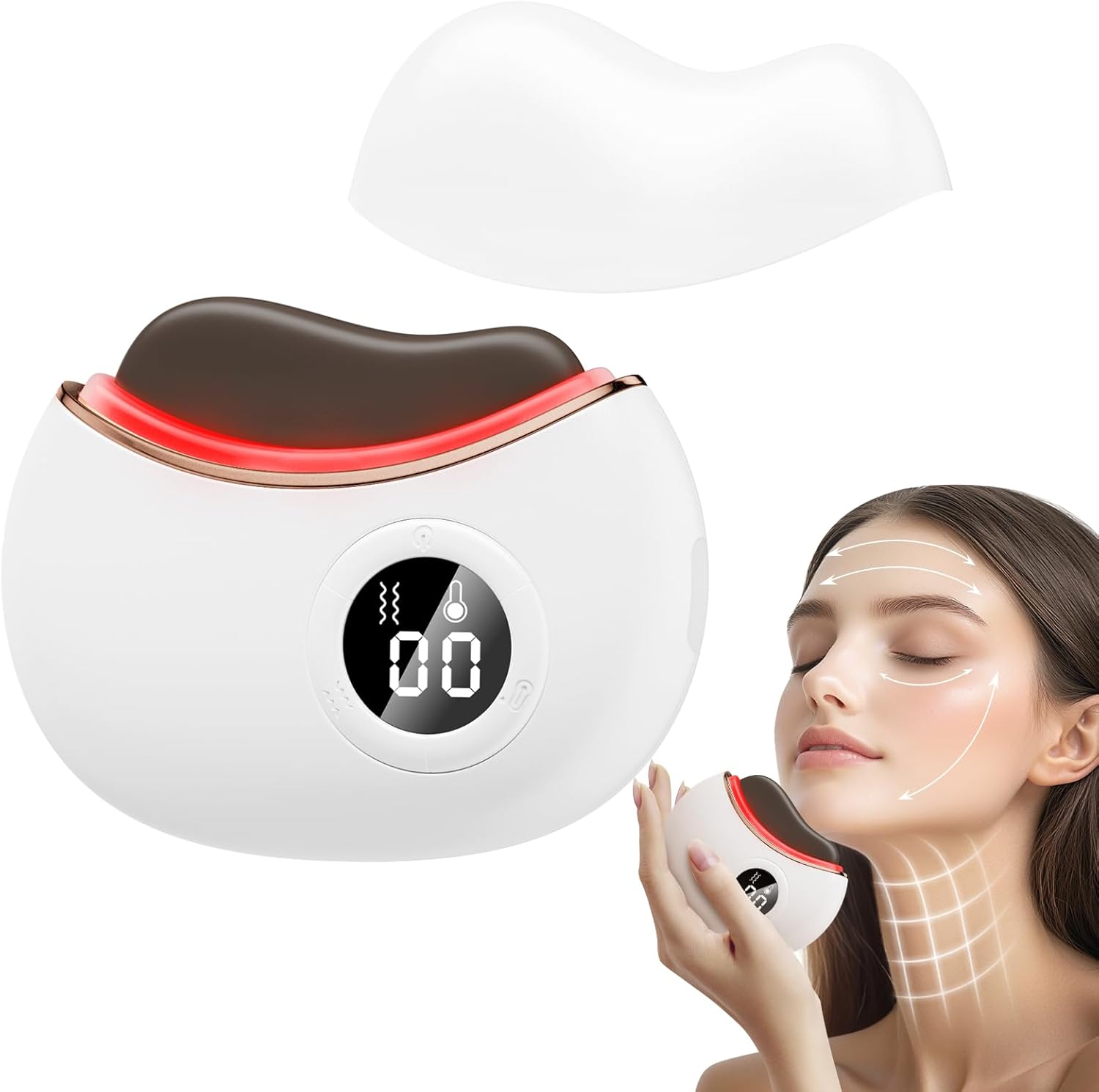 Anti-rimpel gezichtsapparaat, 9 modi voor gezichtslift, 40 °C – 55 °C warmte en lichttherapie, gezichtsmassage voor anti-aging, lifting en versteviging van de losse huid