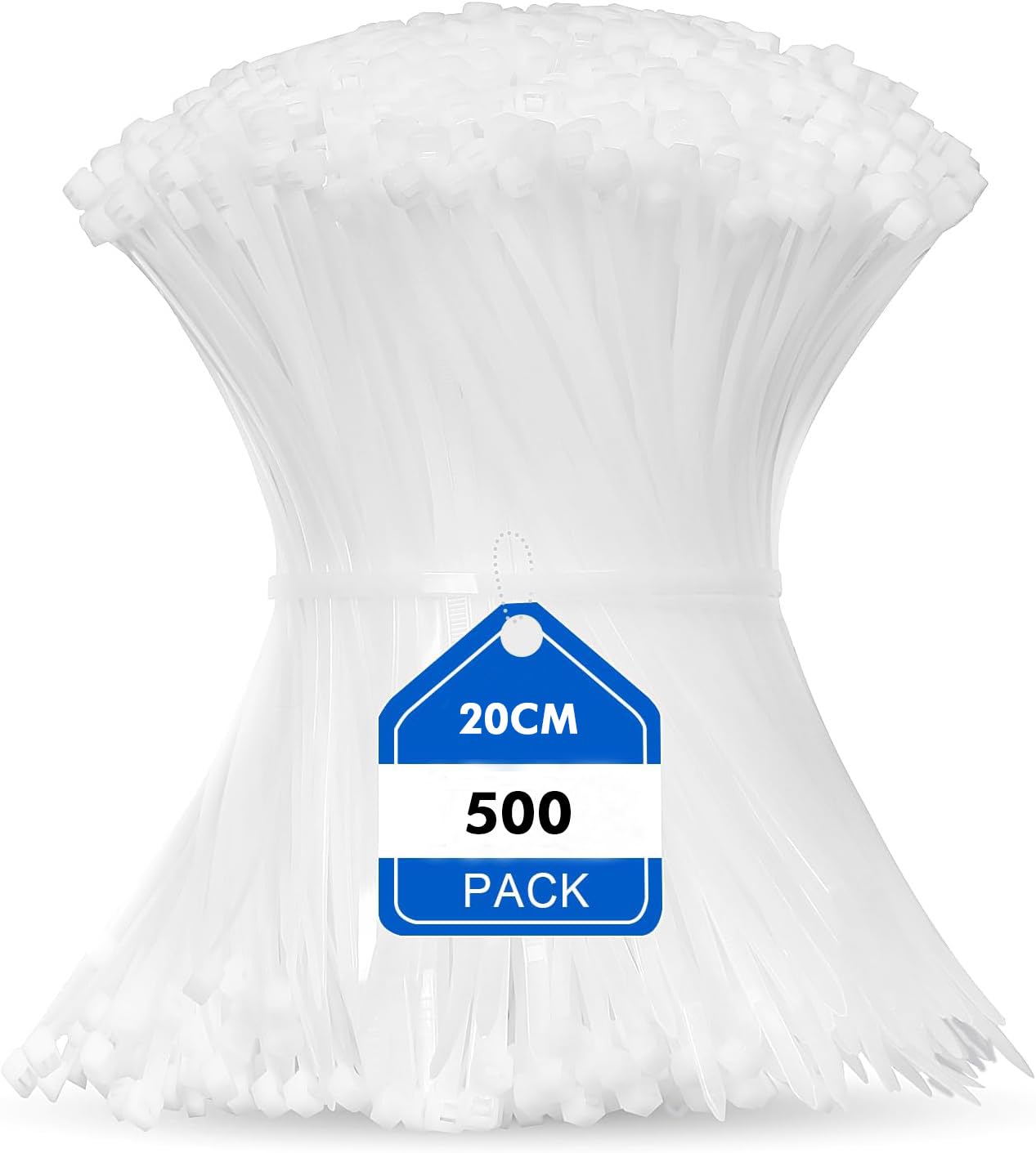 Zip Ties,20 Centimeters Cable Ties,500Pcs Multi-Purpose Nylon Zip Ties,White Cable Ties