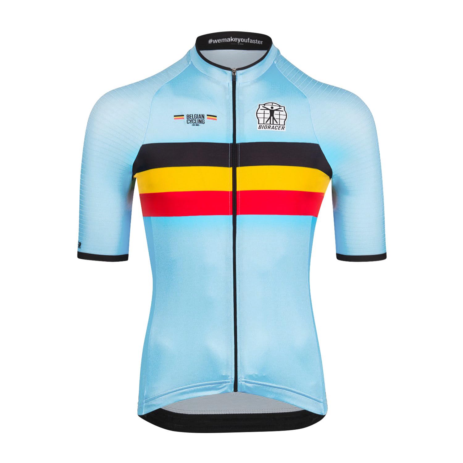 Bioracer Official Belgian Cycling Icon Classic Radsporttrikot Sommer für Herren, Blau Team Belgium, Kurzarm, enganliegende Passform, Größe XS