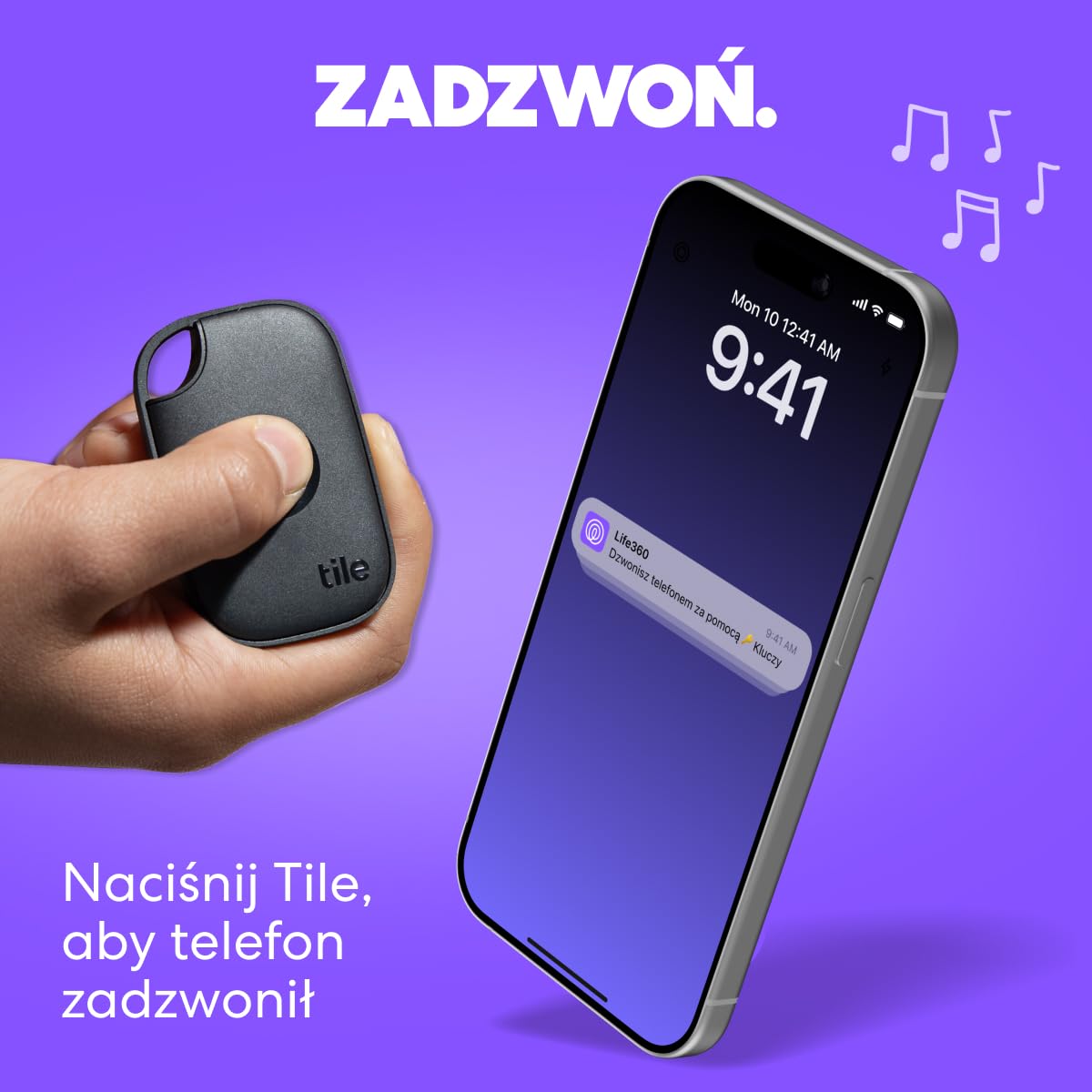 Life360 Tile Pro - najmocniejszy lokalizator Bluetooth do znajdowania kluczy, torebek i innych rzeczy. Zgodnosc: iOS i Android. Znajdowanie telefonu. 1 szt. (bialy)