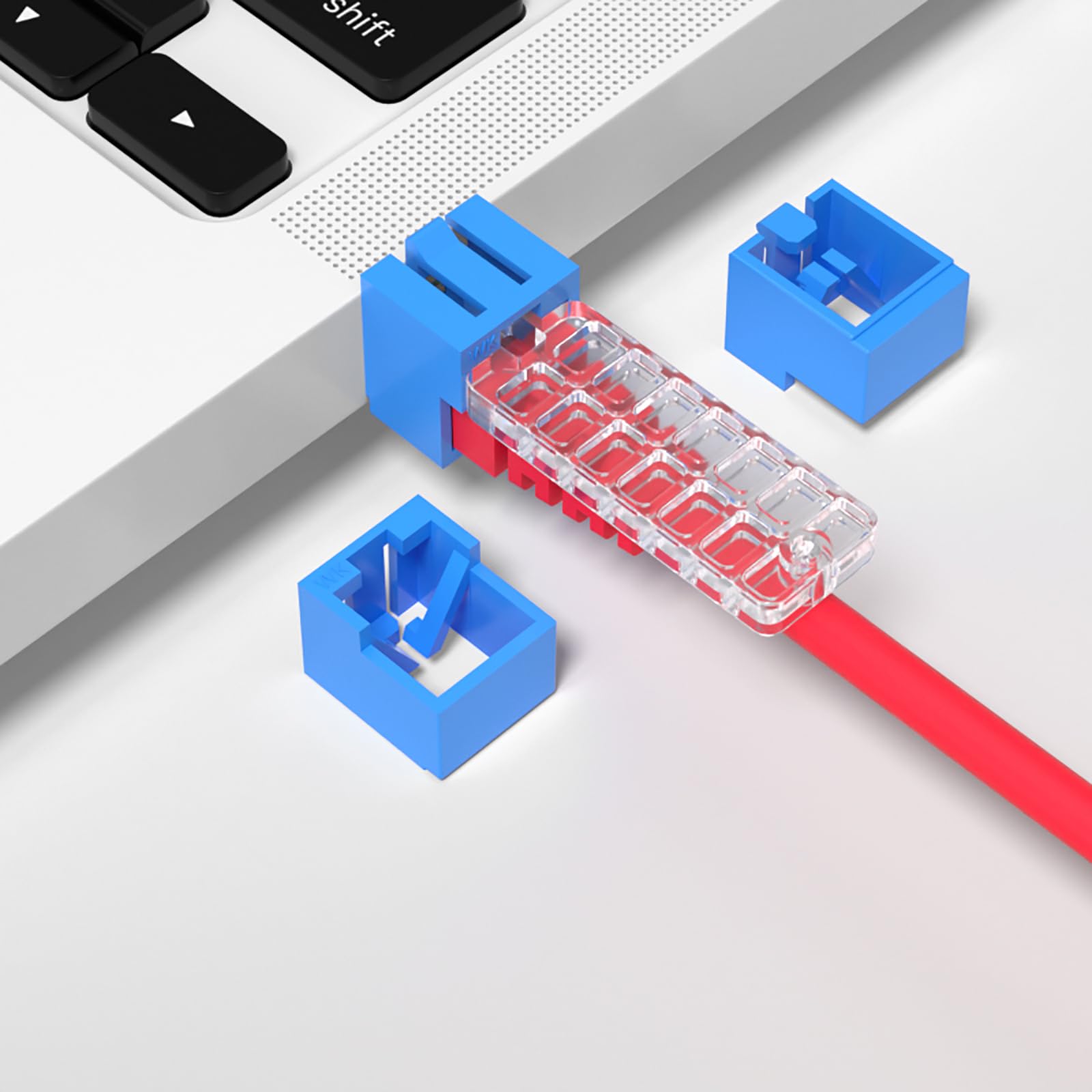 20 bloqueadores de puertos de red RJ45 y cubierta antipolvo con 1 llave, bloqueo de puerto de red, protector de puerto Ethernet, bloqueo de cable LAN para bloquear cables Ethernet, para oficinas y