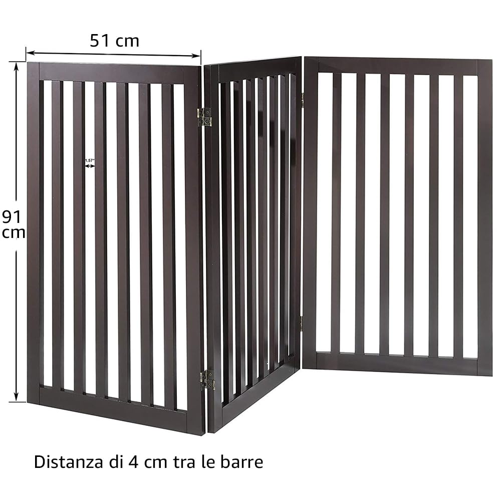 unipaws Puerta de pie para mascotas de 36 pulgadas de alto para perros y gatos, puertas altas de madera para puerta, escaleras, valla plegable para mascotas para la casa, barrera expandible para