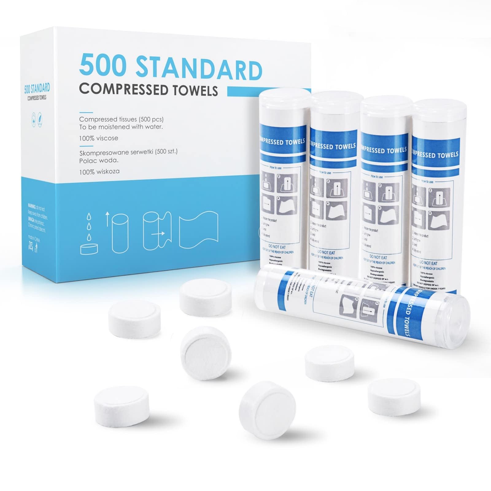 500 Pieces Disposable Compressed Towels, Compact Travel Coin Tissue Soft Toilet Tissues Pills for Home Bathroom Beauty Salon Travel Outdoors Camping