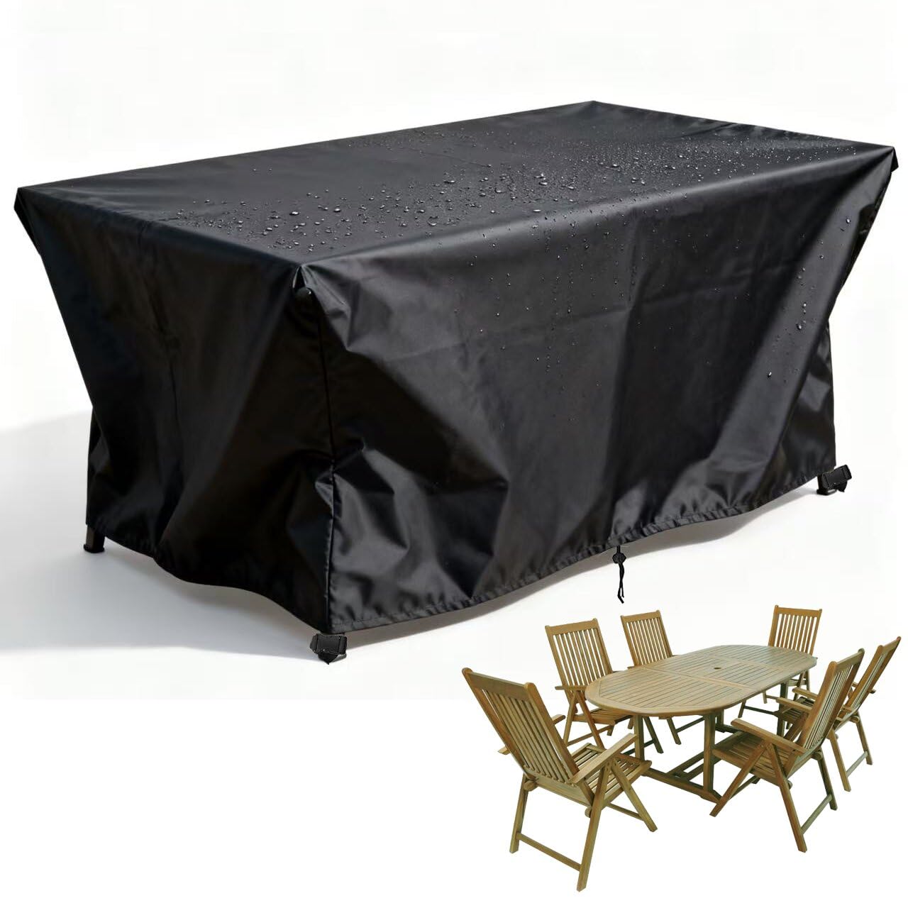 PVPQPR New Garden Furniture Covers waterproof 600d Heavy Duty Oxford Fabric outdoor seating covers waterproof extra large Outdoor Square/Rectangular Patio Table and Chair Set Cover 150x85x70cm(LxWxH)