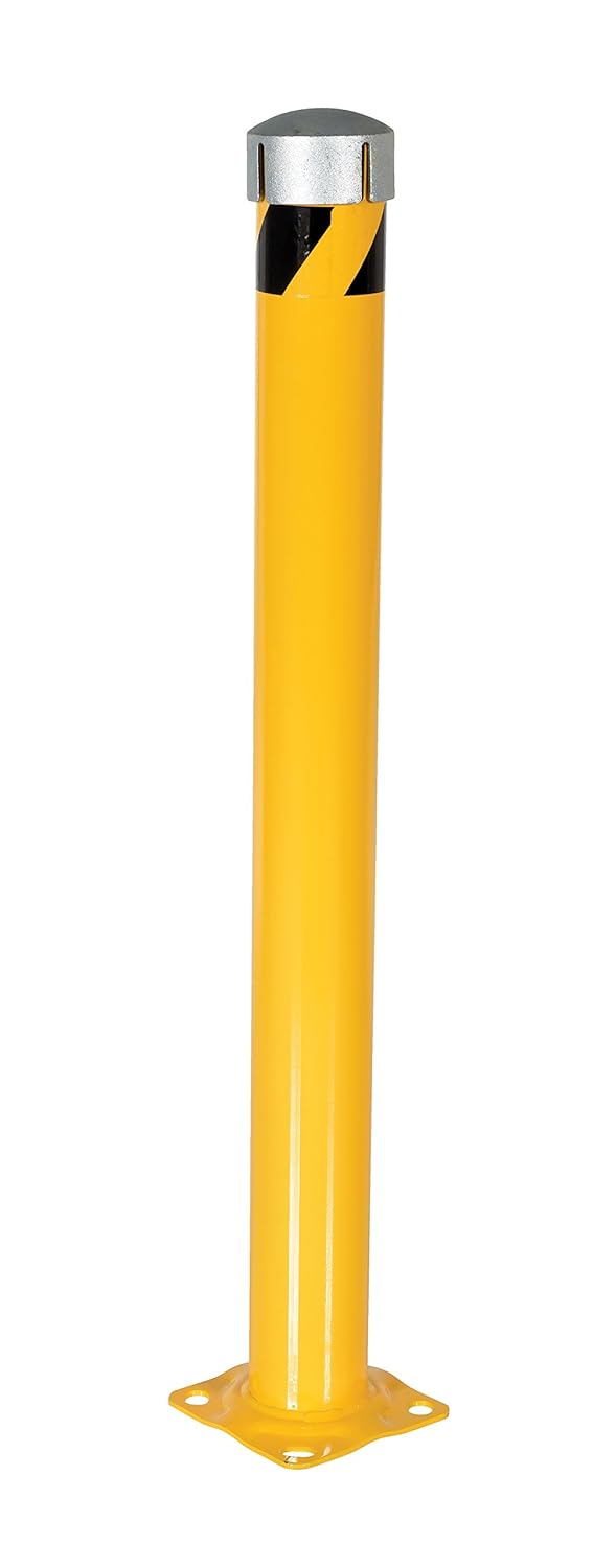 Vestil BOL-JKS-48-4.5 Steel Pipe Bollard with Removable Bolt-On Steel Cap and Slots 48 in. x 4-1/2 in. Yellow