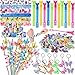KELENO 98PCS Butterfly Party Favors Fairy Birthday Party Supplies for Girls Kids with Straw Bubble Wand Slap Bracelet Keychain Sticker Toy Prize Pinata Filler Goodie Bag Stuffer Girl Party Favors