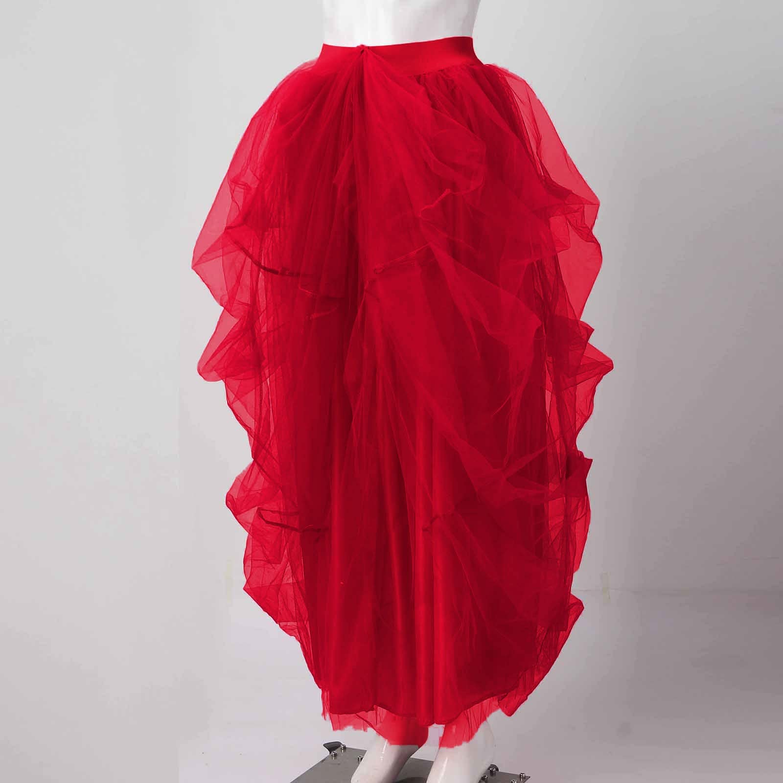 Tüllrock Schwarz Damen Hohe Taille Elastischer Gürtel Lässiger Poncho Damenrock Blasenrock Rock Kinder Mädchen Schwarzer Karneval Kostüme Sonnenkostüm Pink Kostüm Unterrock Weiß Kurz