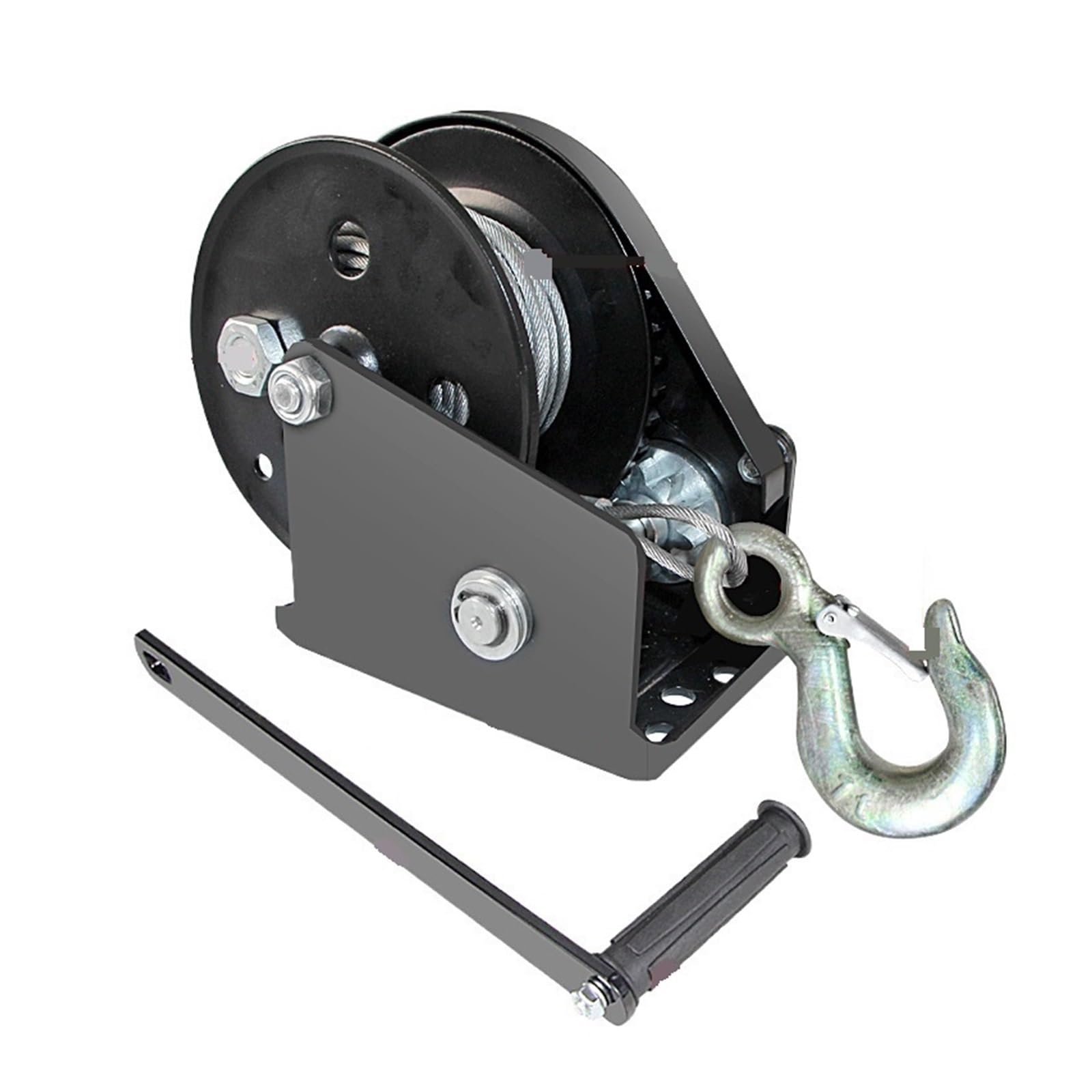 Verricello a mano Verricello Manuale A Mano Con Freno Autobloccante For Camion For Barche HQ HW01 Con Maniglia A Cricchetto E Anima In Acciaio Non Ruotante Cavo Metallico 7X19 Per il traino di rimorch