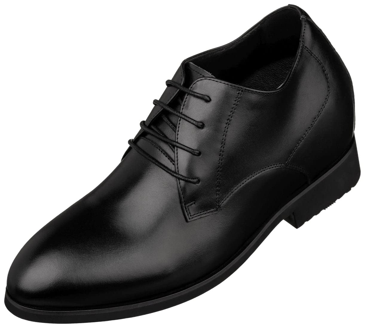 TOTO Men's Invisible Height Increasing Elevator Shoes - Black Leather Lace-up Pointed Dress Boots - 3.6 Inches Taller - K8007 - Size 11.5 D(M) US