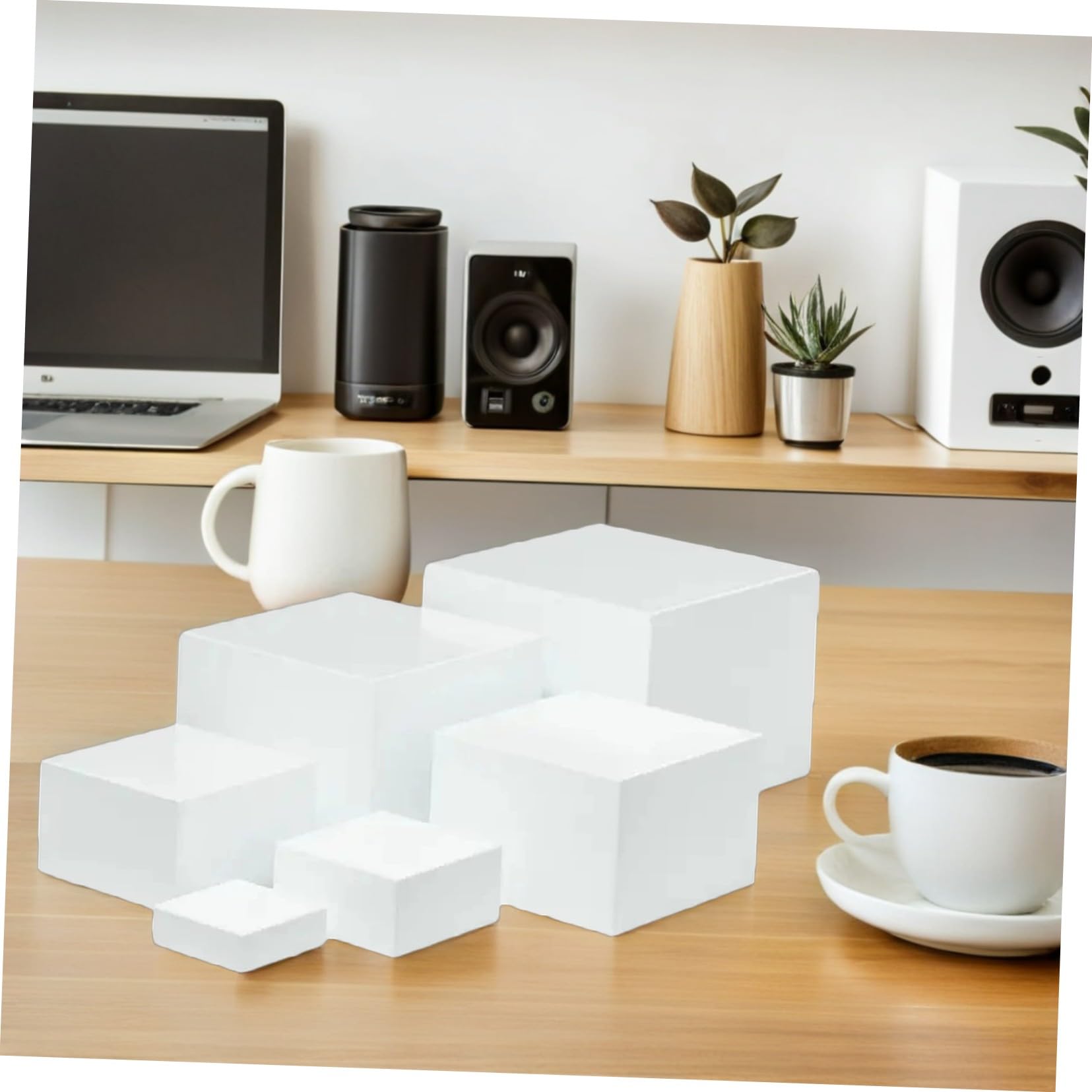 Ciieeo Alzate da Tavolo in Plastica Bianco 6 Pezzi Cubo Multifunzionale per Dessert e Pasticceria per Matrimoni e Feste